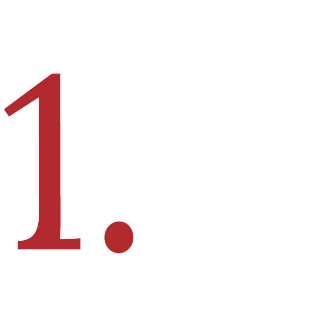 Large red number one with a period